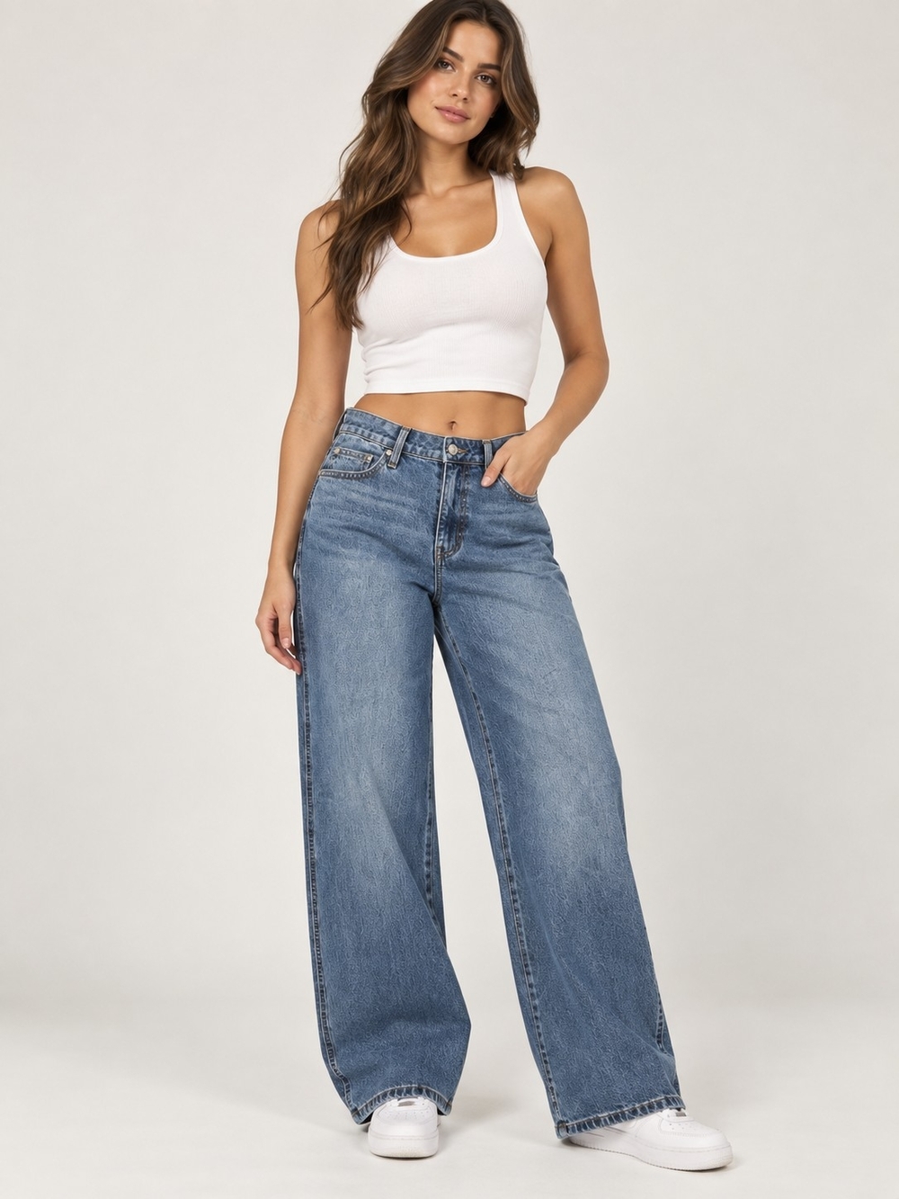 Celebrity Pink High-Rise Wide Leg Denim in Medium Blue